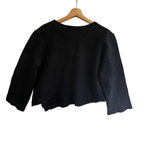 OSKA Oversized Asymmetric Artsy Black Cropped Wool Sweater Pullover Jenby Size M - Picture 4 of 15